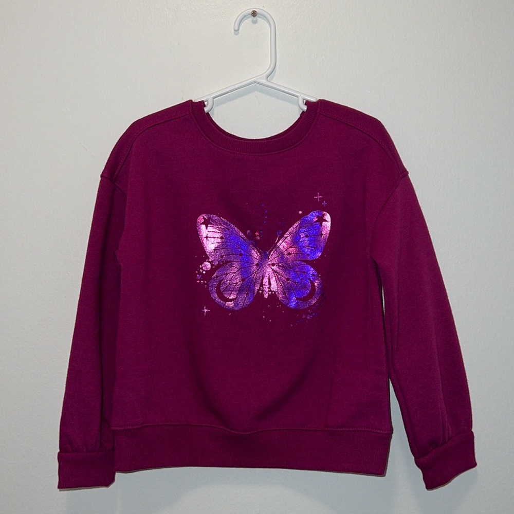 Cat & Jack Girls' 'Butterfly' Fleece Pullover Sweatshirt